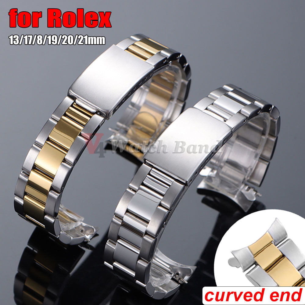 Jewelry Rolex Watches - Cinturino in metallo con estremità curva