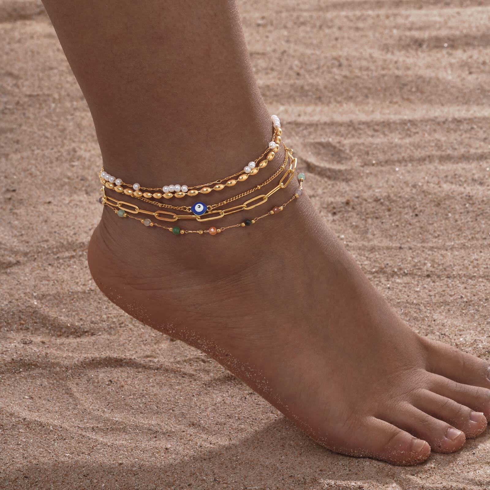 Jc Jewelry & Watches Reviews - Bracciale cavigliera a strati placcato oro