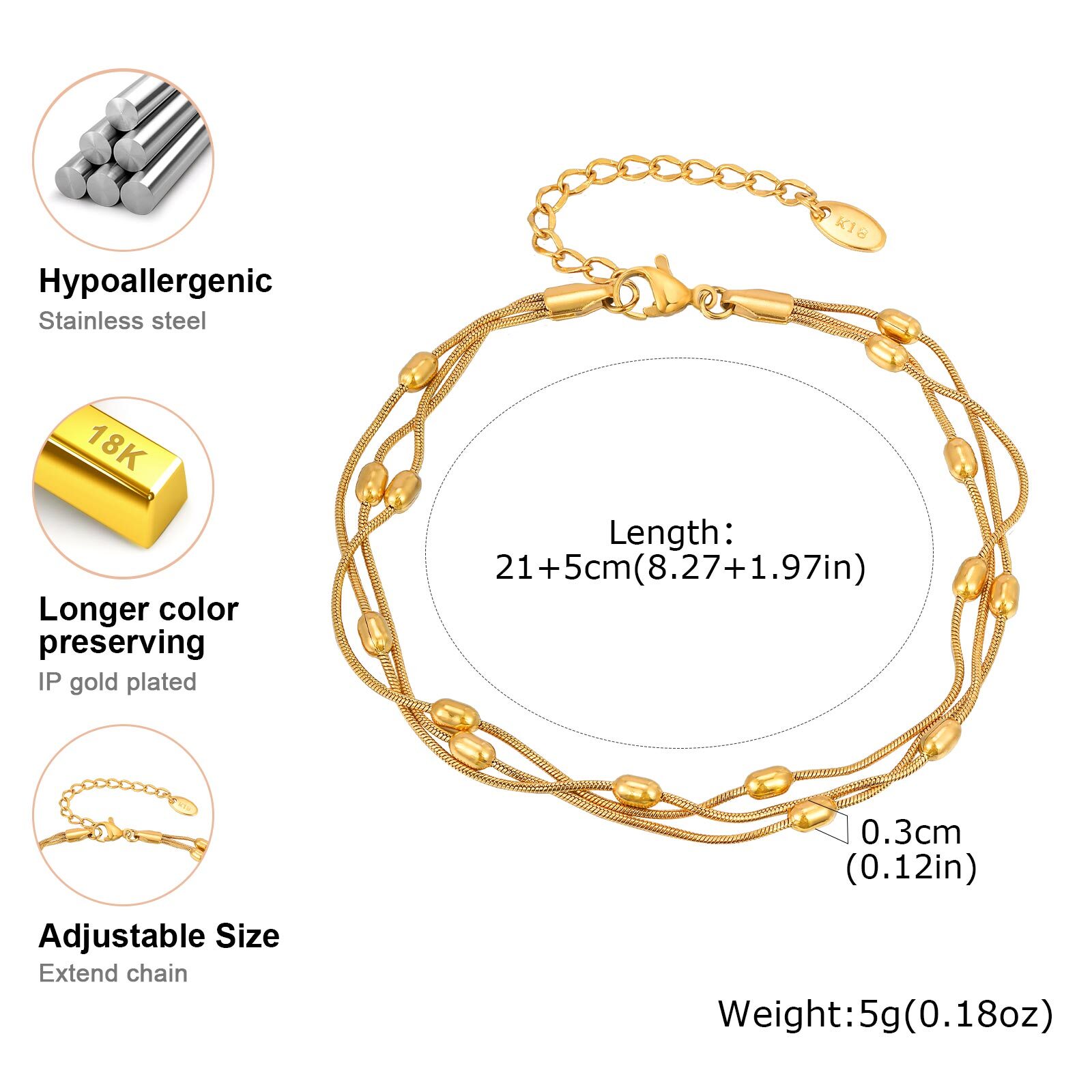 Vnox Cavigliere a catena a for - Jc Jewelry & Watches Reviews recensione e prezzo